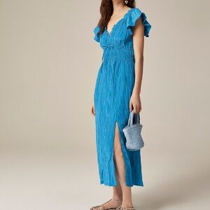 J. Crew Palermo dress in viscose-blend crinkle Fabric in Nordic Sea XS NWT